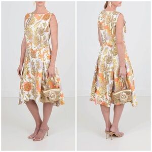 Peter Pilotto Cady Dress 8 white orange purple gold floral